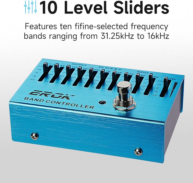 EROK EQ Pedal,10-Band Equalizer,(31.25Hz–16kHz) with ±12dB Gain/Attenuation for Each Band,for Electric Guitar Bass Eq Pedal,with Independent Controller Button - Image 3